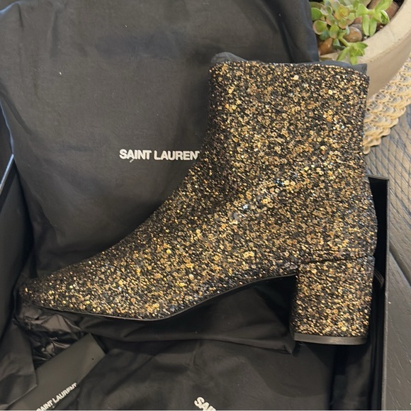 BNIB SAINT LAURENT “LOULOU” GLITTER ANKLE BOOTS size 9/39- retail $1295USD - Picture 16 of 16